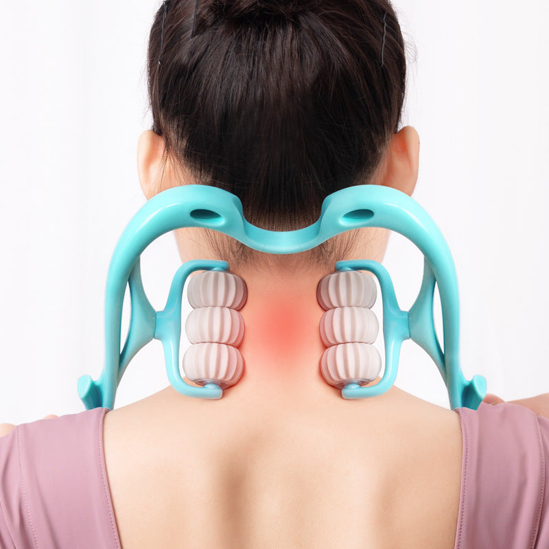 Six-Wheel Manual Neck Massager Roller for Pain Relief and Relaxation - The Beauty Blossoms