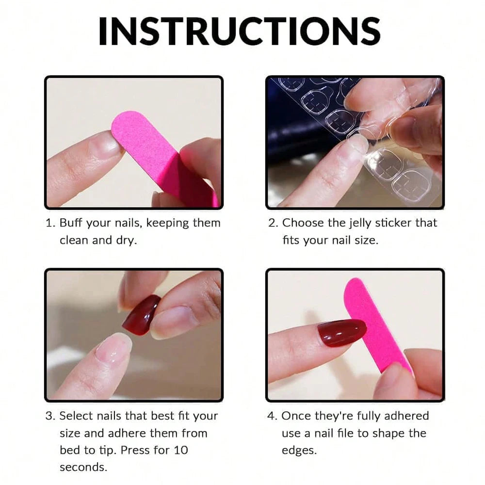 24 Pcs Pink Gradient Glossy Ballerina Press-On Nails - The Beauty Blossoms