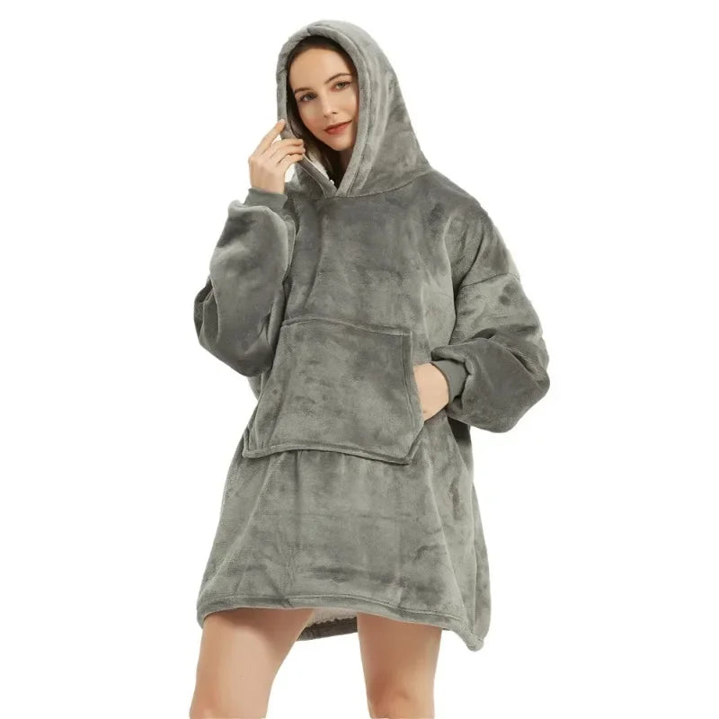 Warm Cozy Double-Fleece Wearable Blanket Hoodie - The Beauty Blossoms