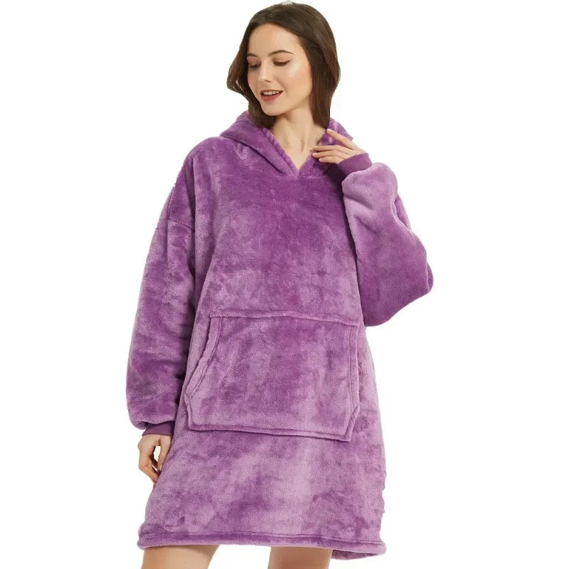 Warm Cozy Double-Fleece Wearable Blanket Hoodie - The Beauty Blossoms