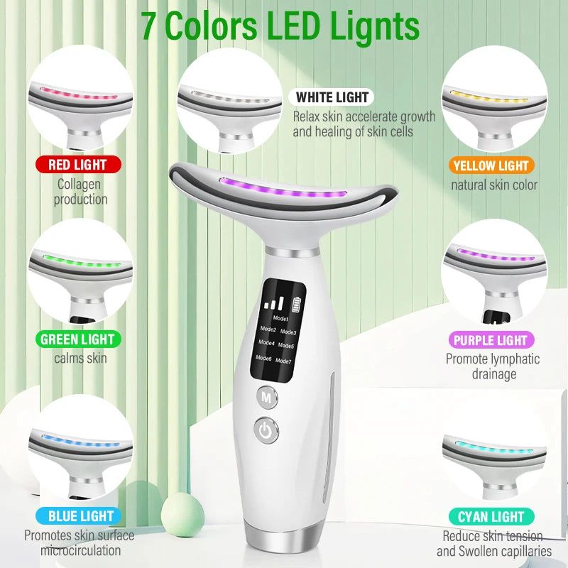 7 in 1 Face&Neck device with LED light therapy for clear, tight, glowing skin - The Beauty Blossoms