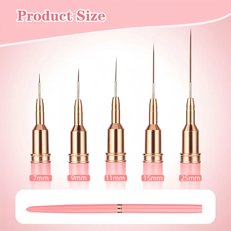 5pcs Nail Art Brush Set: Manicure Tool for Gel & Design - The Beauty Blossoms