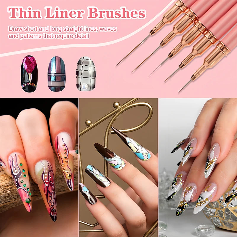 5pcs Nail Art Brush Set: Manicure Tool for Gel & Design - The Beauty Blossoms