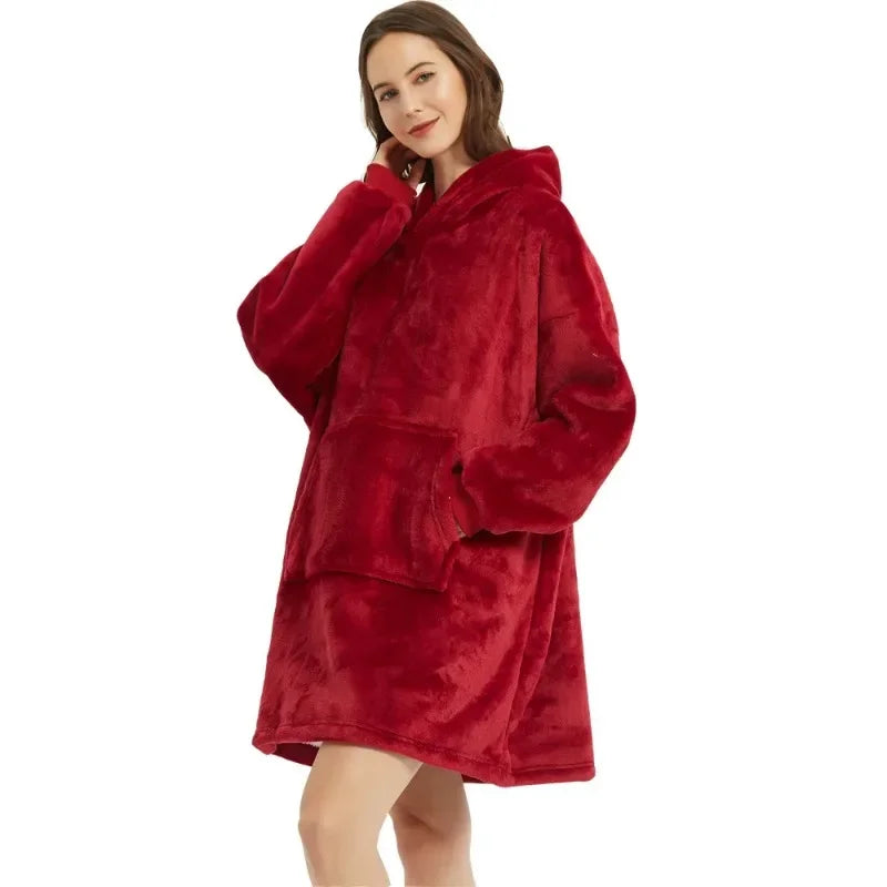 Warm Cozy Double-Fleece Wearable Blanket Hoodie - The Beauty Blossoms