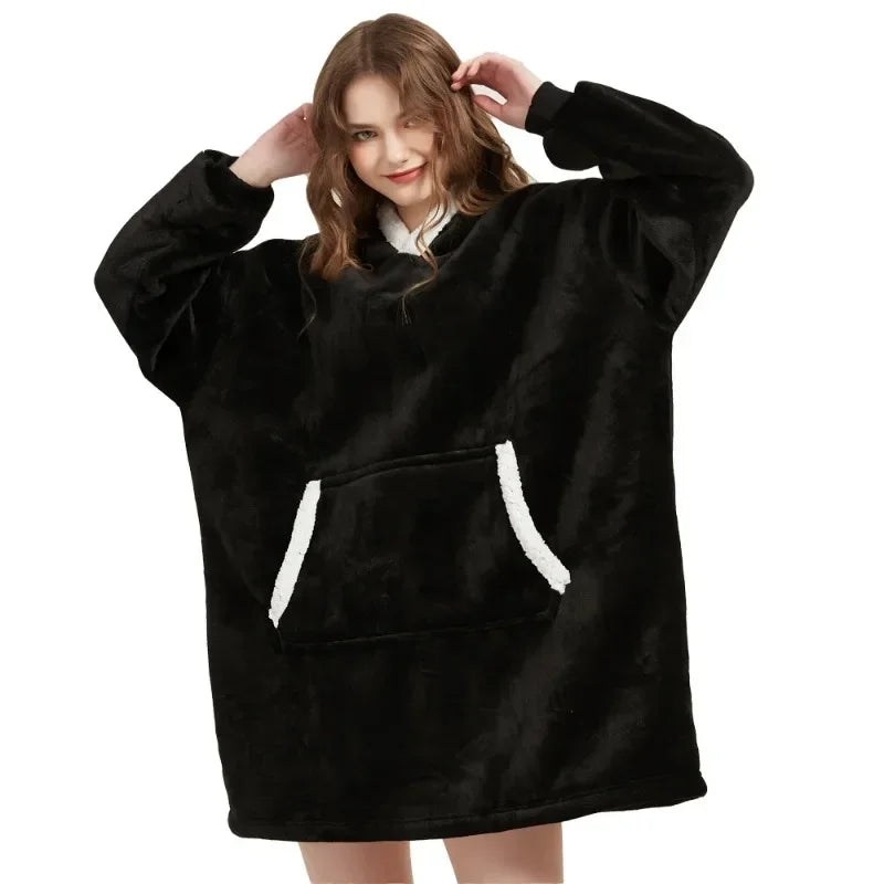 Warm Cozy Double-Fleece Wearable Blanket Hoodie - The Beauty Blossoms