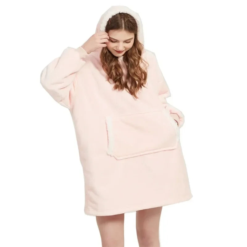 Warm Cozy Double-Fleece Wearable Blanket Hoodie - The Beauty Blossoms