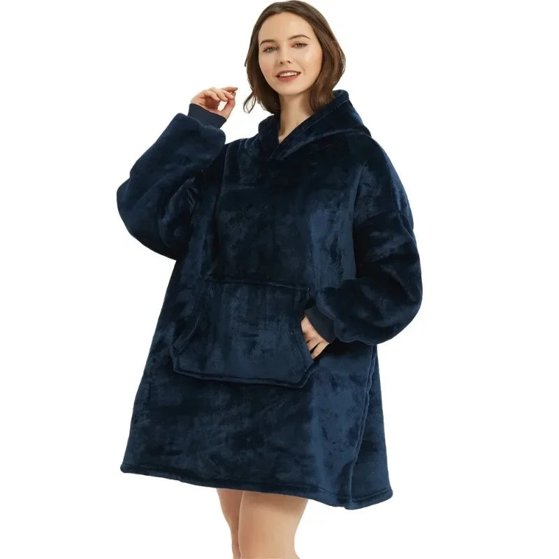 Warm Cozy Double-Fleece Wearable Blanket Hoodie - The Beauty Blossoms