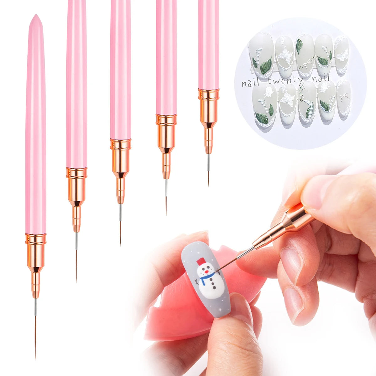 5pcs Nail Art Brush Set: Manicure Tool for Gel & Design - The Beauty Blossoms