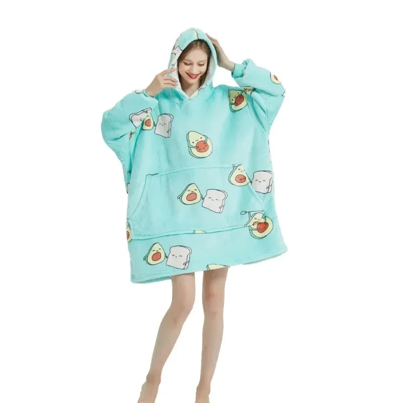Warm Cozy Double-Fleece Wearable Blanket Hoodie - The Beauty Blossoms