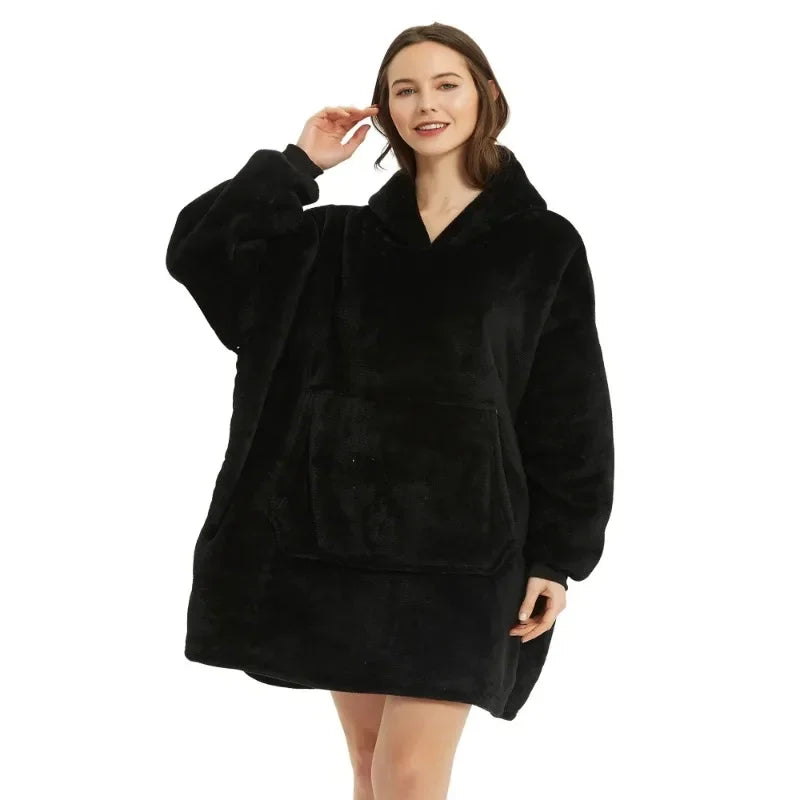 Warm Cozy Double-Fleece Wearable Blanket Hoodie - The Beauty Blossoms