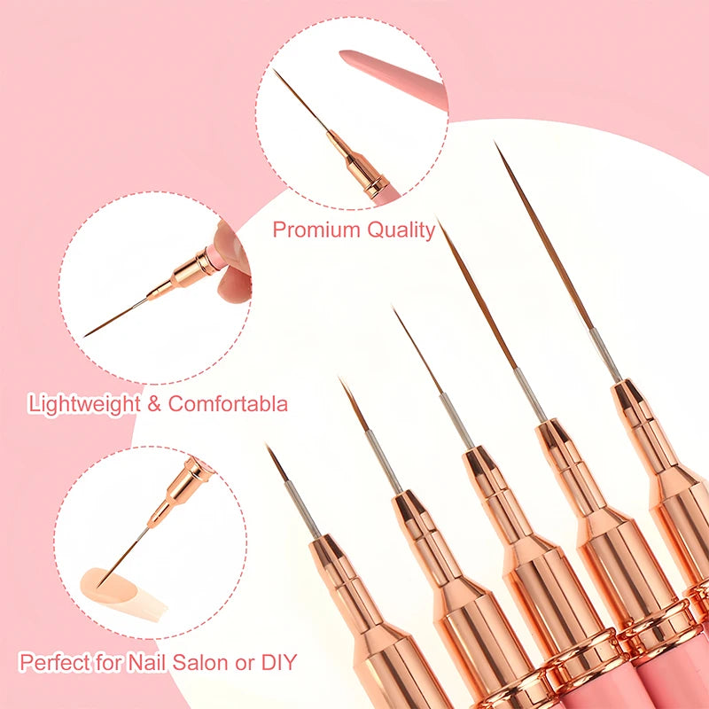 5pcs Nail Art Brush Set: Manicure Tool for Gel & Design - The Beauty Blossoms