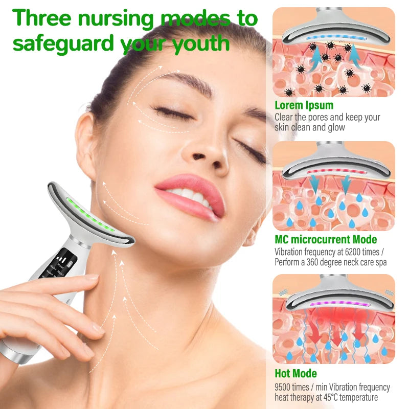 7 in 1 Face&Neck device with LED light therapy for clear, tight, glowing skin - The Beauty Blossoms