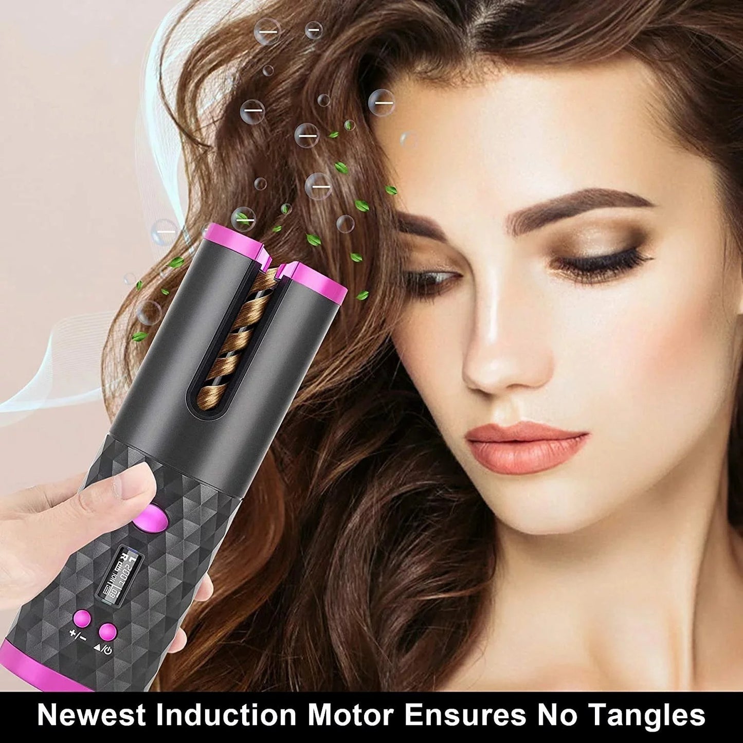 Rechargeable Portable Automatic Ceramic Hair Curler with LCD Display