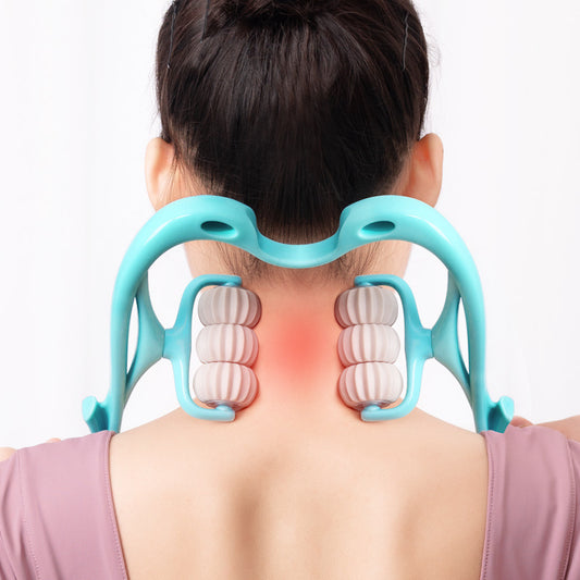 Six-Wheel Manual Neck Massager Roller for Pain Relief and Relaxation