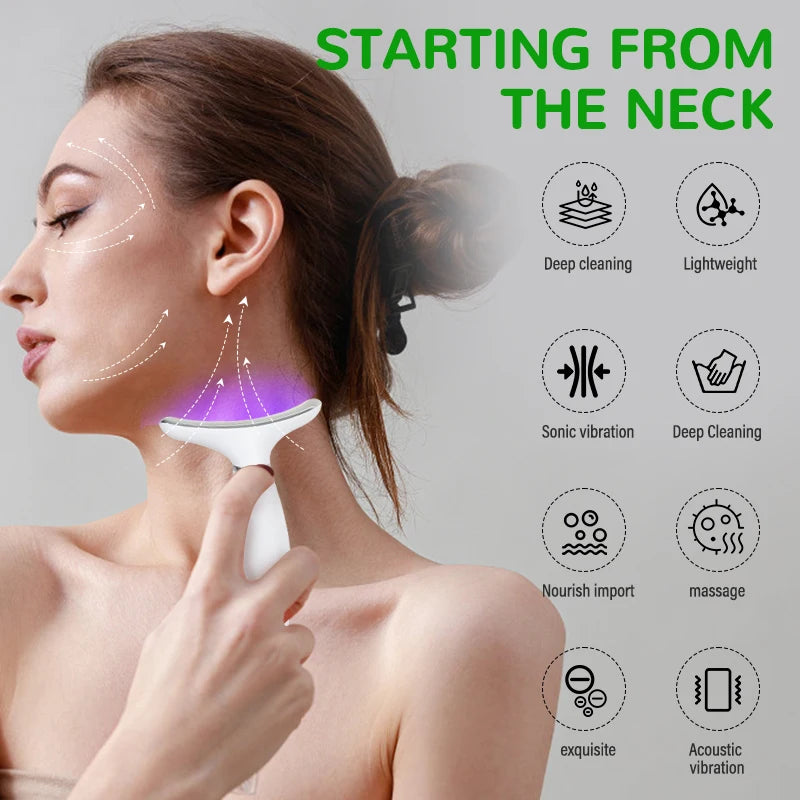 7 in 1 Face&Neck device with LED light therapy for clear, tight, glowing skin