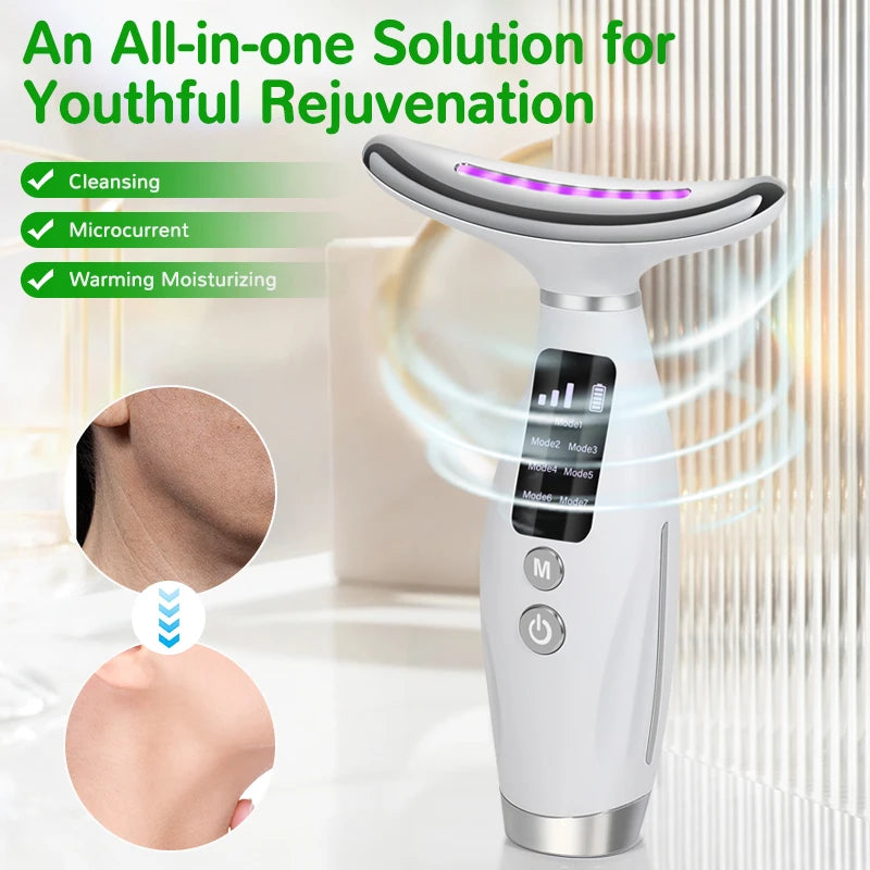 7 in 1 Face&Neck device with LED light therapy for clear, tight, glowing skin