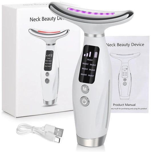 7 in 1 Face&Neck device with LED light therapy for clear, tight, glowing skin