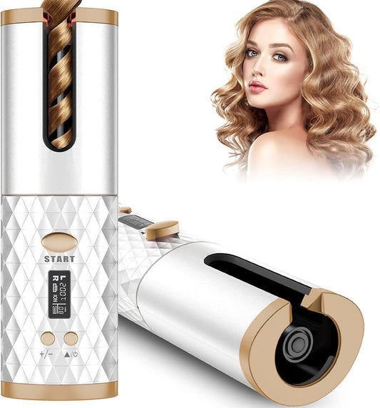 Rechargeable Portable Automatic Ceramic Hair Curler with LCD Display